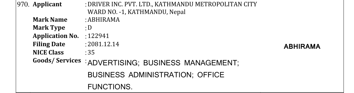 Original bulletin entry for ABHIRAMA