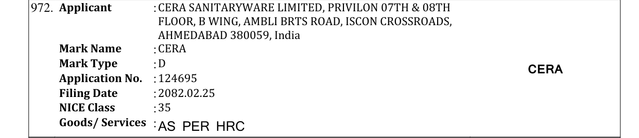 Original bulletin entry for CERA