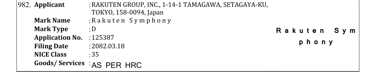 Original bulletin entry for R a k u t e n S y m p h o n y