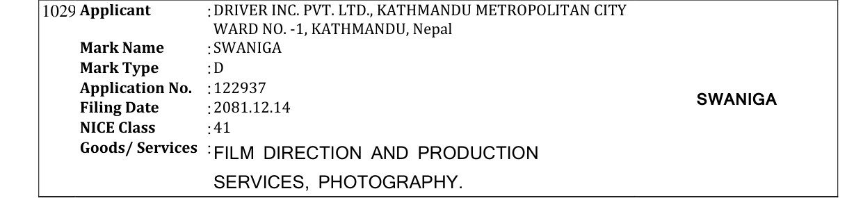 Original bulletin entry for SWANIGA