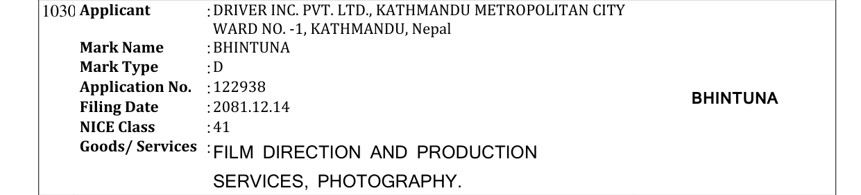 Original bulletin entry for BHINTUNA