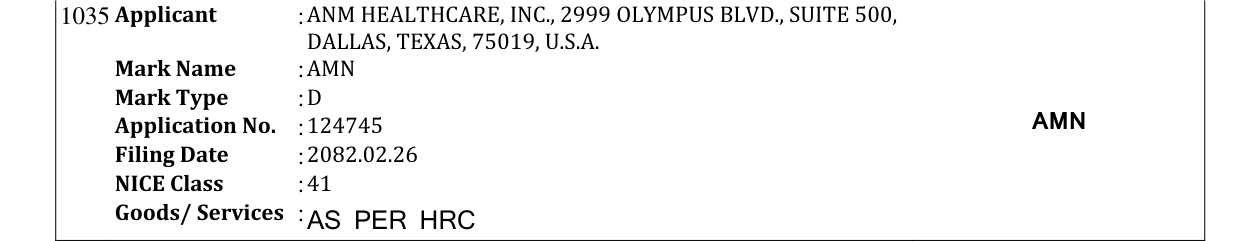 Original bulletin entry for AMN