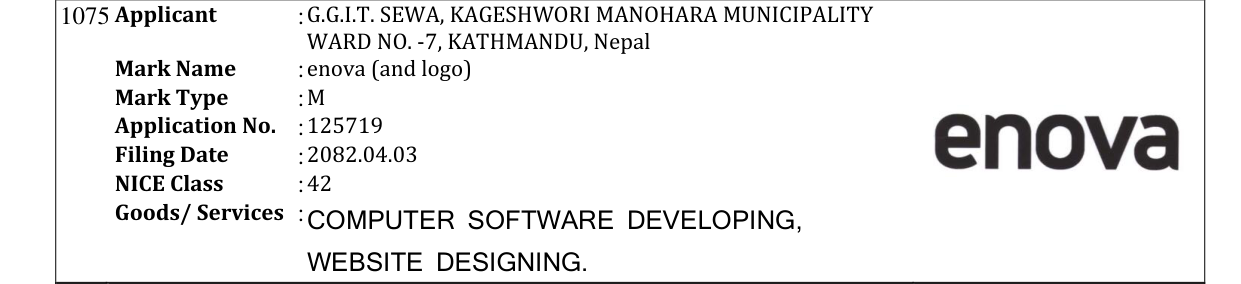 Original bulletin entry for enova (and logo)