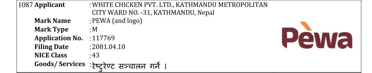 Original bulletin entry for PEWA (and logo)