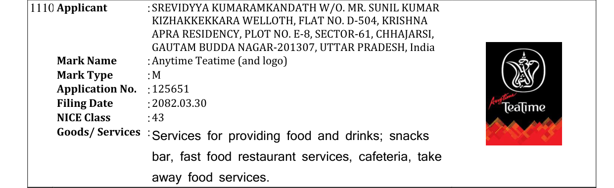 Original bulletin entry for Anytime Teatime (and logo)