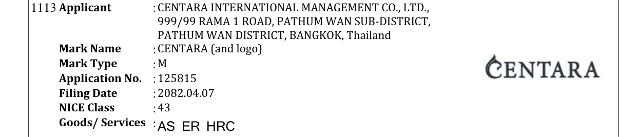 Original bulletin entry for CENTARA (and logo)