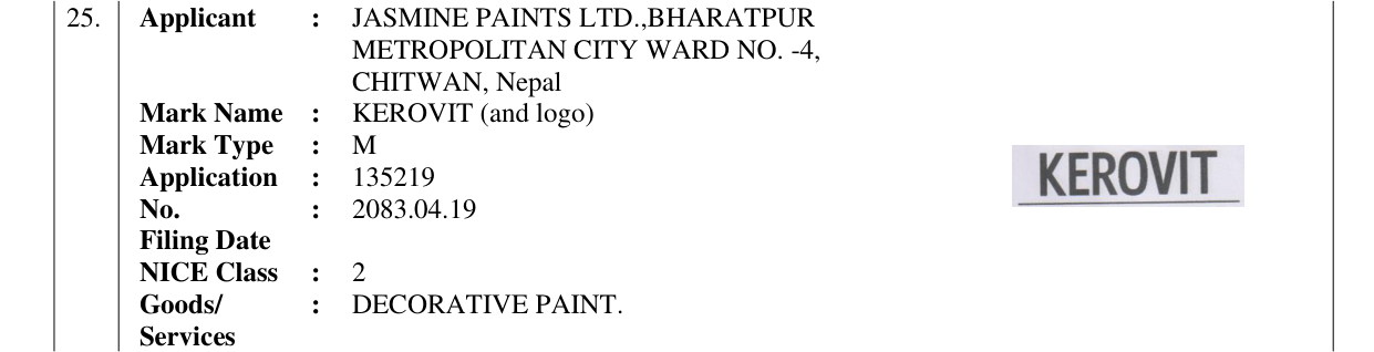Original bulletin entry for KEROVIT (and logo)