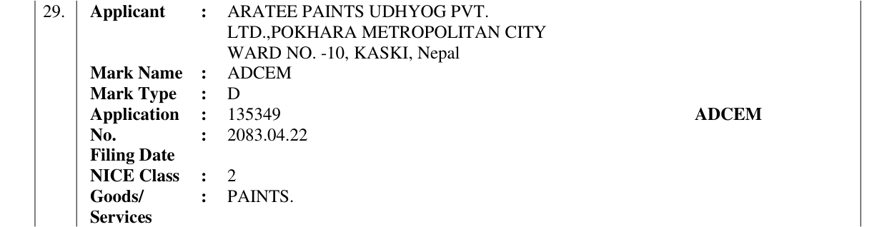 Original bulletin entry for ADCEM
