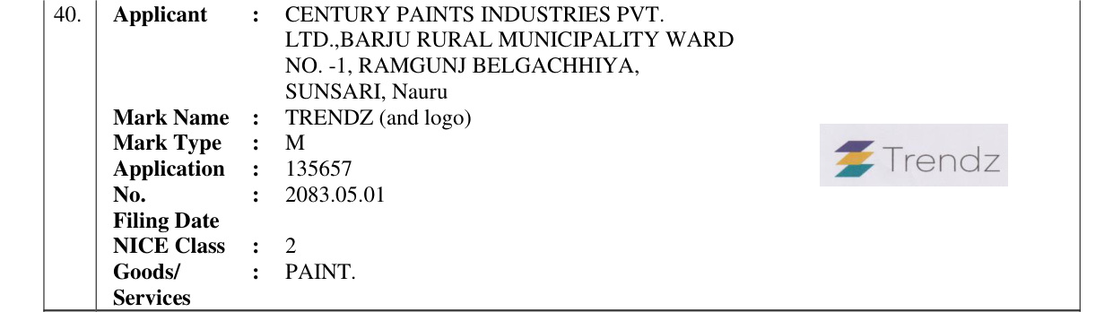 Original bulletin entry for TRENDZ (and logo)