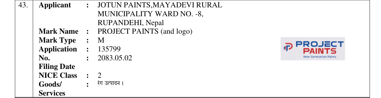 Original bulletin entry for PROJECT PAINTS (and logo)