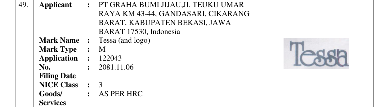 Original bulletin entry for Tessa (and logo)