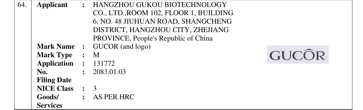 Original bulletin entry for GUCOR (and logo)