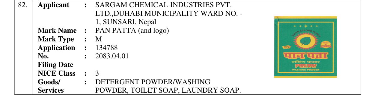Original bulletin entry for PAN PATTA (and logo)