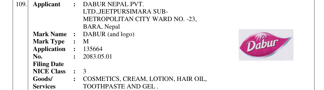 Original bulletin entry for DABUR (and logo)