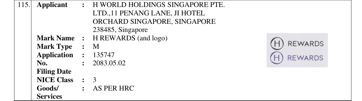 Original bulletin entry for H REWARDS (and logo)