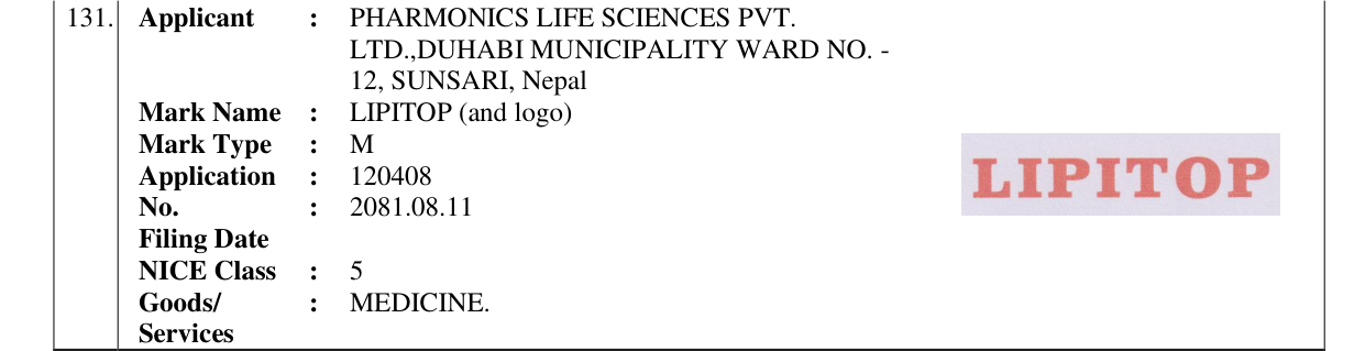 Original bulletin entry for LIPITOP (and logo)