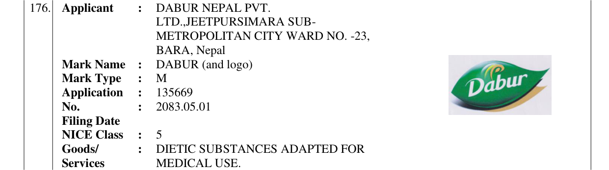 Original bulletin entry for DABUR (and logo)