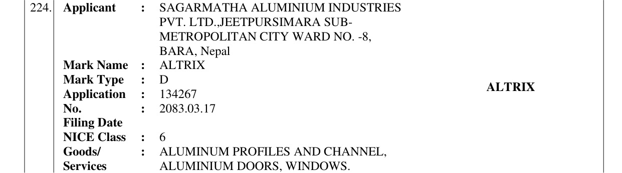 Original bulletin entry for ALTRIX