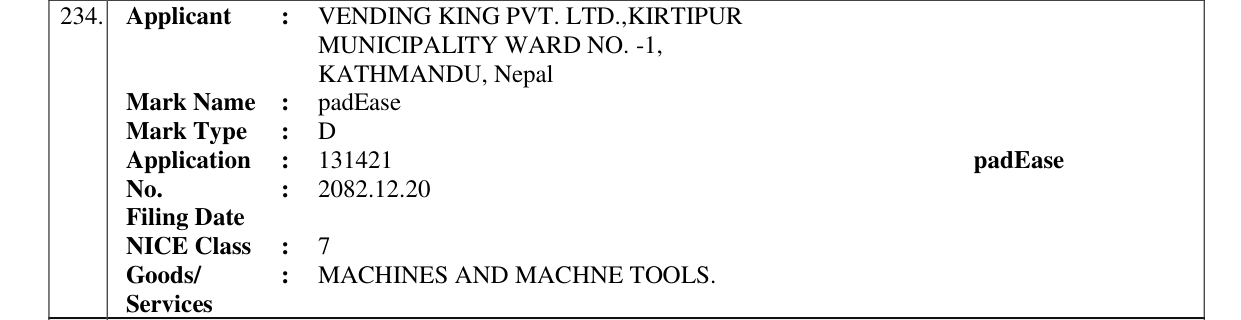 Original bulletin entry for padEase