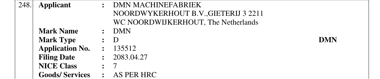 Original bulletin entry for DMN
