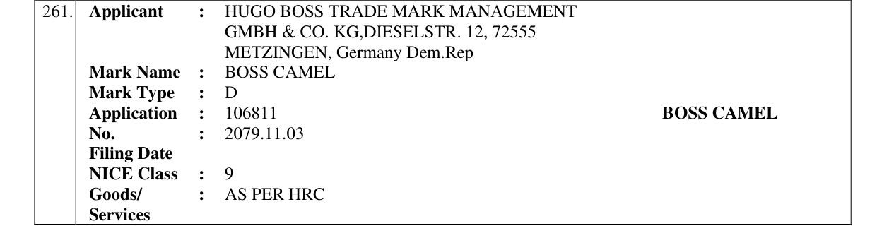 Original bulletin entry for BOSS CAMEL