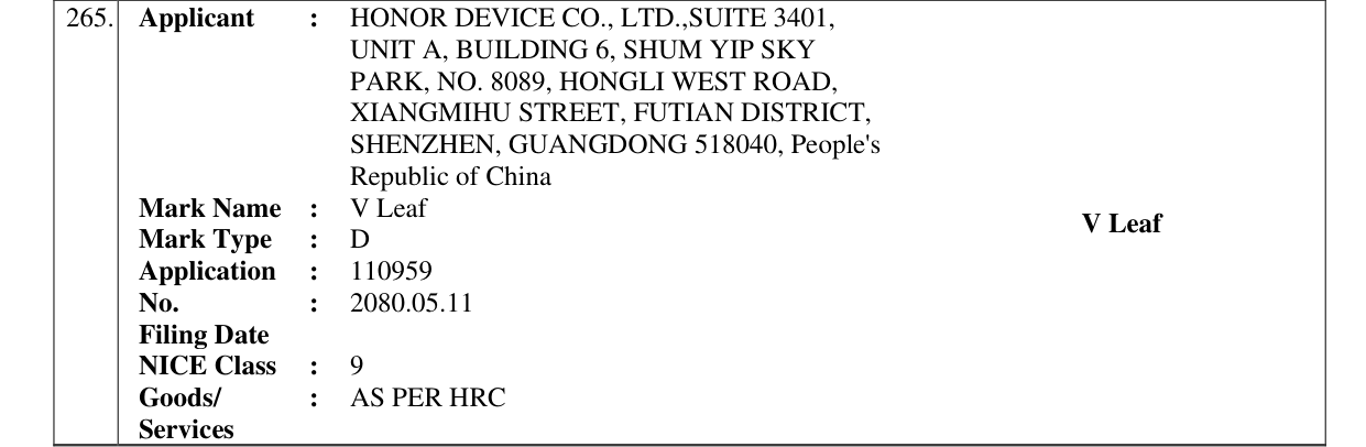Original bulletin entry for V Leaf V Leaf