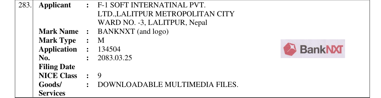 Original bulletin entry for BANKNXT (and logo)