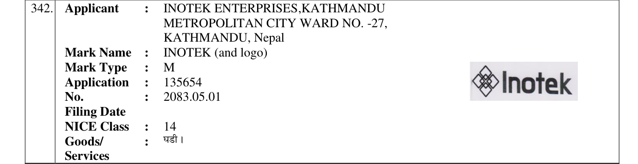 Original bulletin entry for INOTEK (and logo)