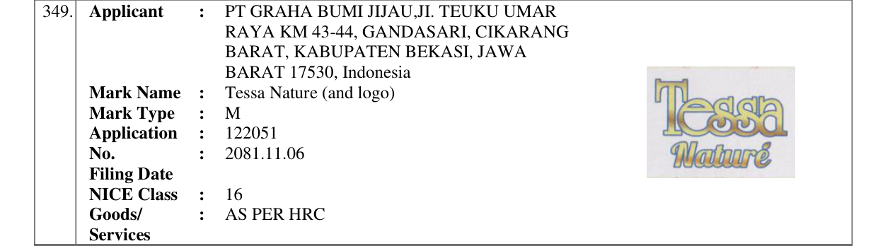 Original bulletin entry for Tessa Nature (and logo)