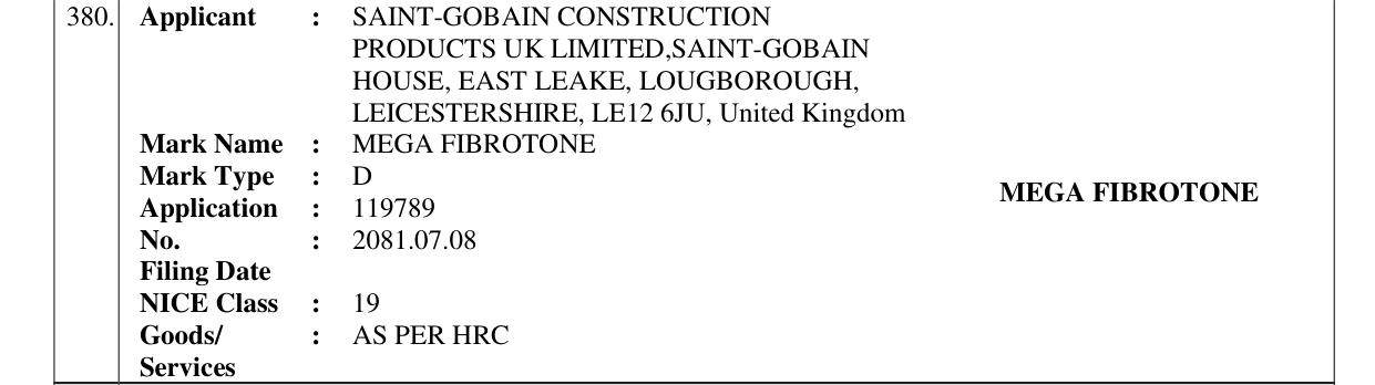 Original bulletin entry for MEGA FIBROTONE