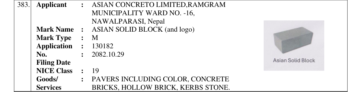 Original bulletin entry for ASIAN SOLID BLOCK (and logo)