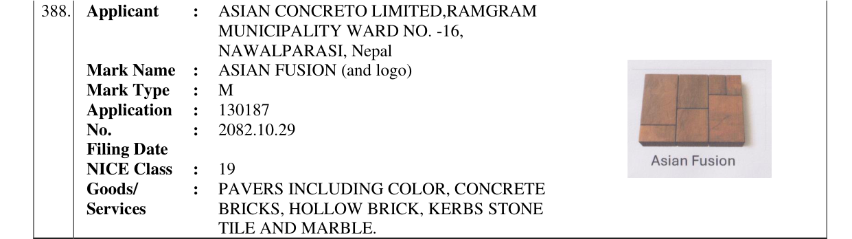 Original bulletin entry for ASIAN FUSION (and logo)