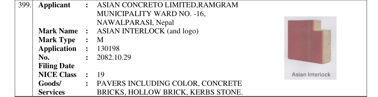 Original bulletin entry for ASIAN INTERLOCK (and logo)