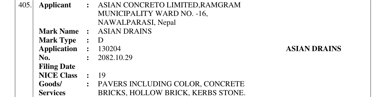 Original bulletin entry for ASIAN DRAINS