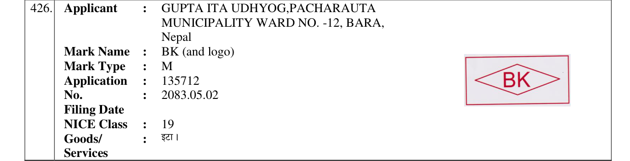 Original bulletin entry for BK (and logo)