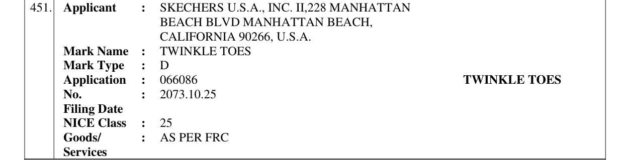 Original bulletin entry for TWINKLE TOES