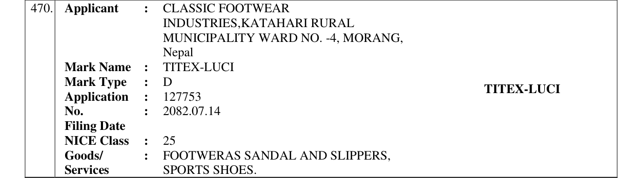 Original bulletin entry for TITEX-LUCI