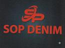 SOP DENIM (and logo) trademark logo
