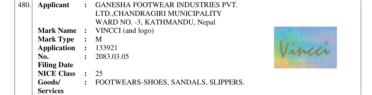 Original bulletin entry for VINCCI (and logo)