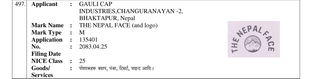 Original bulletin entry for THE NEPAL FACE (and logo)