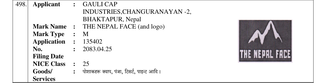 Original bulletin entry for THE NEPAL FACE (and logo)