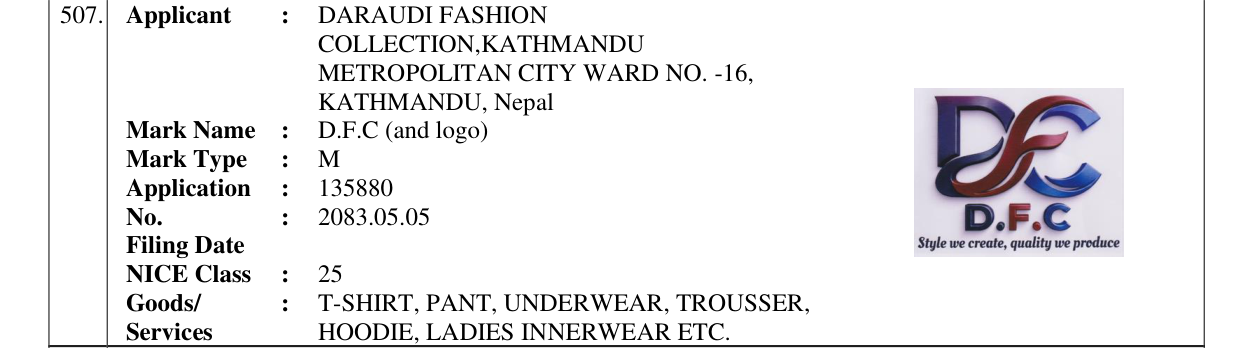 Original bulletin entry for D.F.C (and logo)