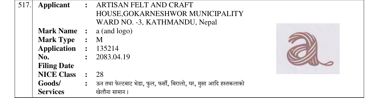 Original bulletin entry for a (and logo)