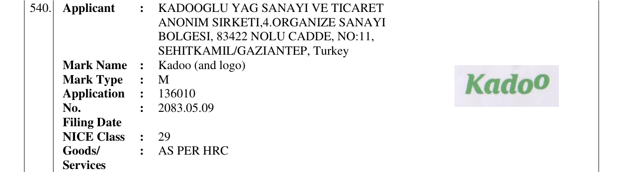 Original bulletin entry for Kadoo (and logo)