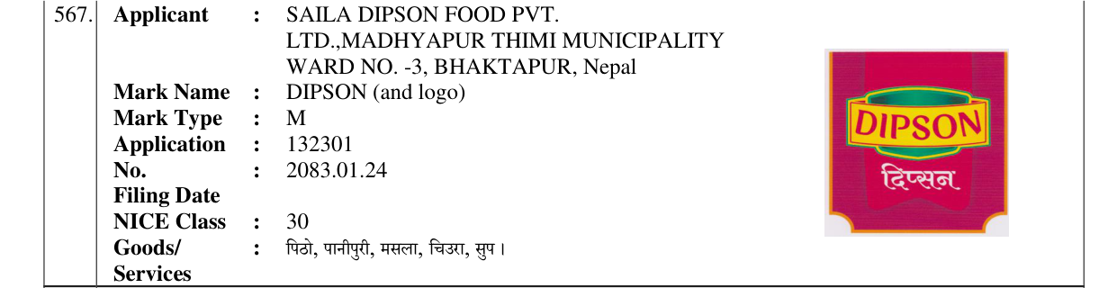 Original bulletin entry for DIPSON (and logo)