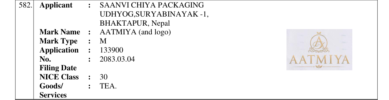 Original bulletin entry for AATMIYA (and logo)