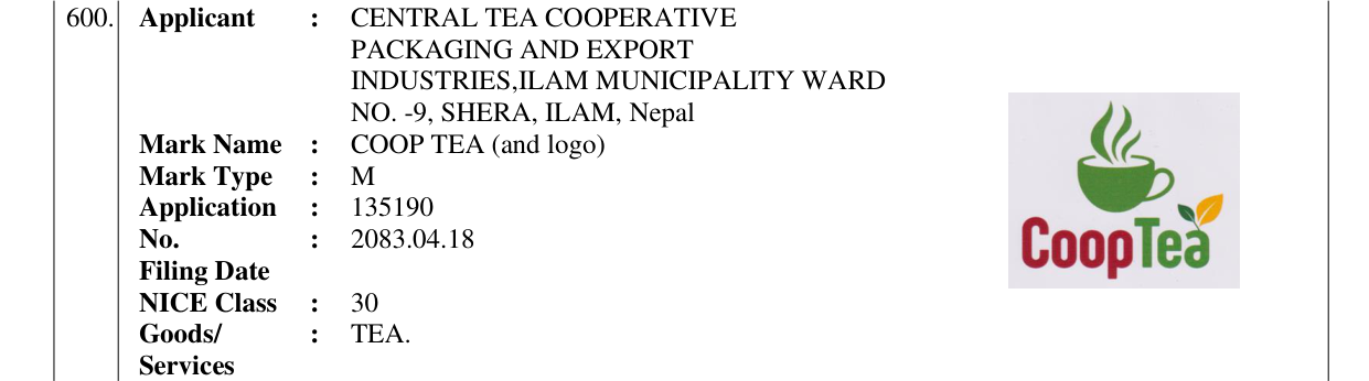 Original bulletin entry for COOP TEA (and logo)