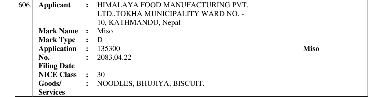 Original bulletin entry for Miso