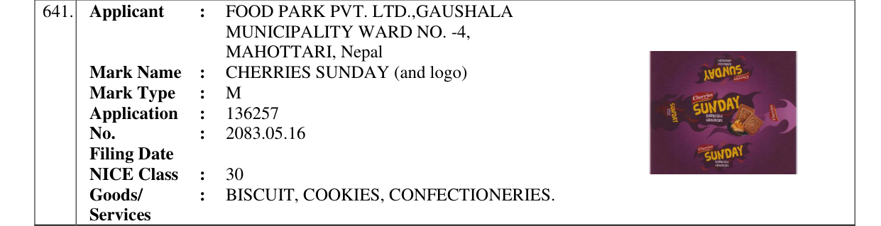 Original bulletin entry for CHERRIES SUNDAY (and logo)