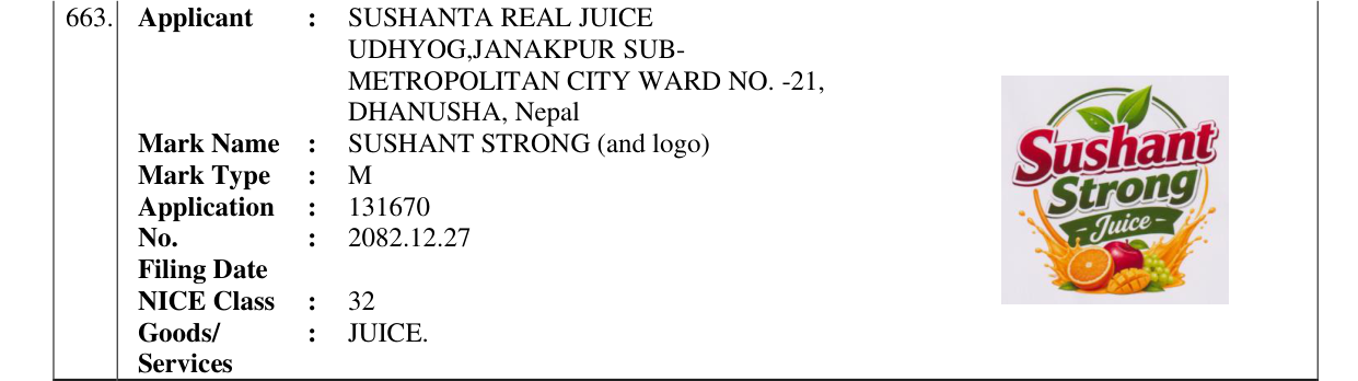 Original bulletin entry for SUSHANT STRONG (and logo)
